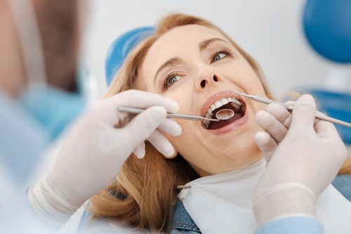 woman getting a dental checkup