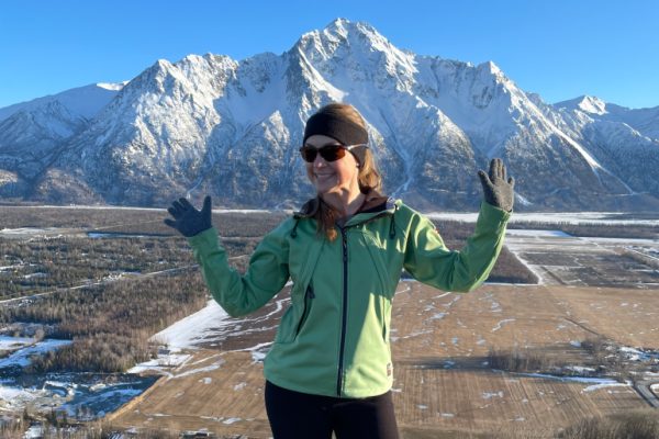 Dental team member hiking outside